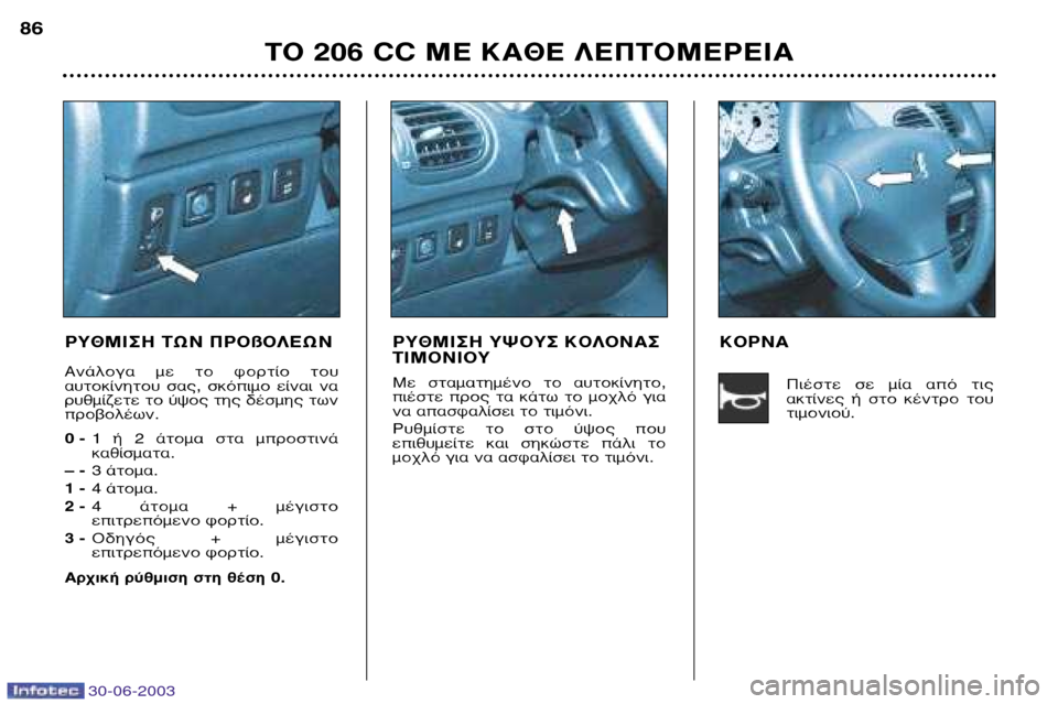 Peugeot 206 CC 2003 Εγχειρίδιο χρήσης (in Greek) 30-06-2003
∆√ 206 CC ª∂ ∫∞£∂ §∂¶∆√ª∂ƒ∂π∞
86
ƒÀ£ªπ™∏ ∆ø¡ ¶ƒ√ß√§∂ø¡
∞Ó¿ÏÔÁ· ÌÂ ÙÔ ÊÔÚÙ›Ô ÙÔ˘
·˘ÙÔΛÓËÙÔ˘ Peugeot 206 CC 2003 Εγχειρίδιο χρήσης (in Greek) 30-06-2003
∆√ 206 CC ª∂ ∫∞£∂ §∂¶∆√ª∂ƒ∂π∞
86
ƒÀ£ªπ™∏ ∆ø¡ ¶ƒ√ß√§∂ø¡
∞Ó¿ÏÔÁ· ÌÂ ÙÔ ÊÔÚÙ›Ô ÙÔ˘
·˘ÙÔΛÓËÙÔ˘