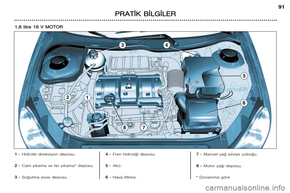 Peugeot 206 CC 2001.5  Kullanım Kılavuzu (in Turkish) P
P R
R A
A T
T ¬
¬ K
K  BB ¬
¬ L
L G
G ¬
¬ L
L E
E R
R
91
1
1 ,
, 6
6  lli
i t
t r
r e
e  11 6
6  VV  MM O
O T
T O
O R
R  