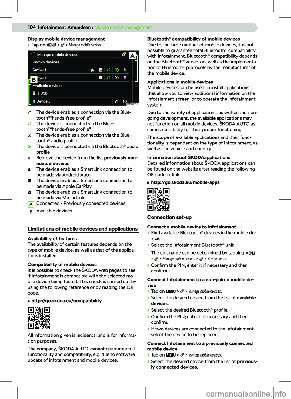SKODA KAMIQ 2020 Owner´s Manual Display mobile device management
SKODA KAMIQ 2020 Owner´s Manual Display mobile device management