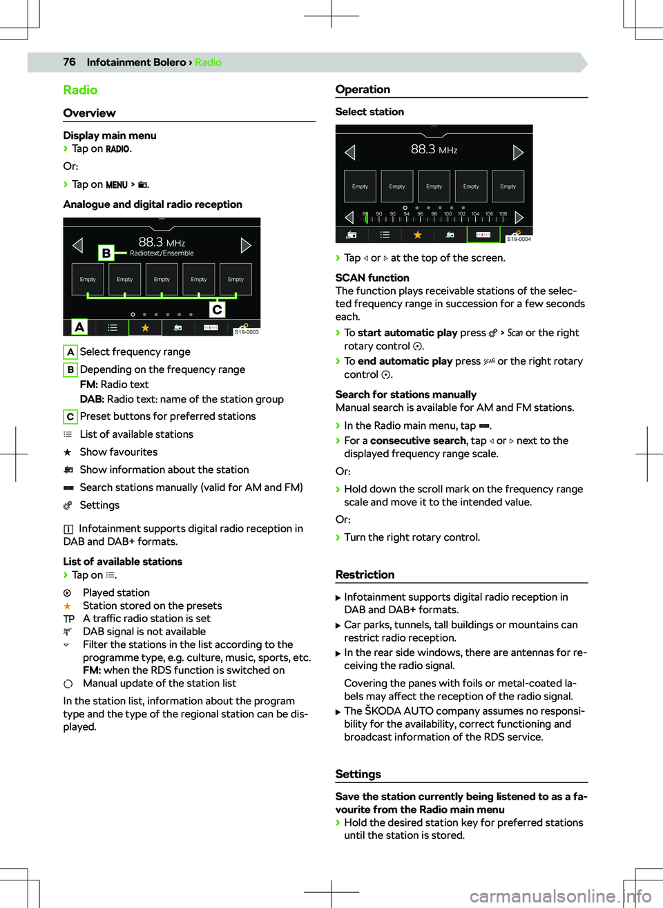 SKODA KAMIQ 2020  Owner´s Manual RadioOverview
Display main menu