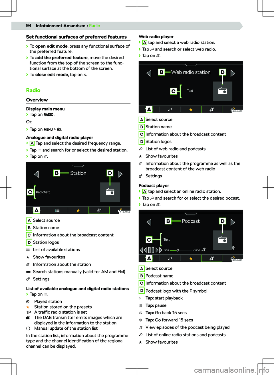 SKODA KAMIQ 2020  Owner´s Manual Set functional surfaces of preferred features
