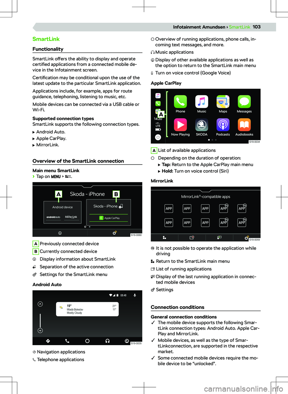 SKODA KAMIQ 2019  Owner´s Manual SmartLink
Functionality
SmartLink  o