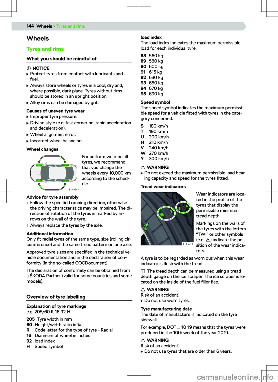 SKODA KAMIQ 2019 Owner´s Manual WheelsTyres and rims
What you should be mindful of
NOTICE
SKODA KAMIQ 2019 Owner´s Manual WheelsTyres and rims
What you should be mindful of
NOTICE