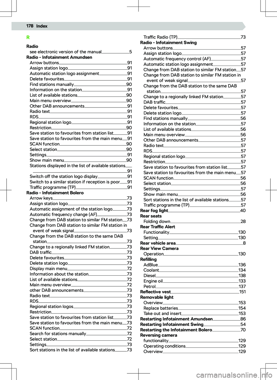 SKODA KAMIQ 2019 Owner´s Manual RRadio see electronic version of the manual
5
Radio - Infotainment Amundsen Arrow buttons
91
Assign station logo91
Automatic station logo assignment91
Delete favourites91
Find stations manually90
Info SKODA KAMIQ 2019 Owner´s Manual RRadio see electronic version of the manual
5
Radio - Infotainment Amundsen Arrow buttons
91
Assign station logo91
Automatic station logo assignment91
Delete favourites91
Find stations manually90
Info