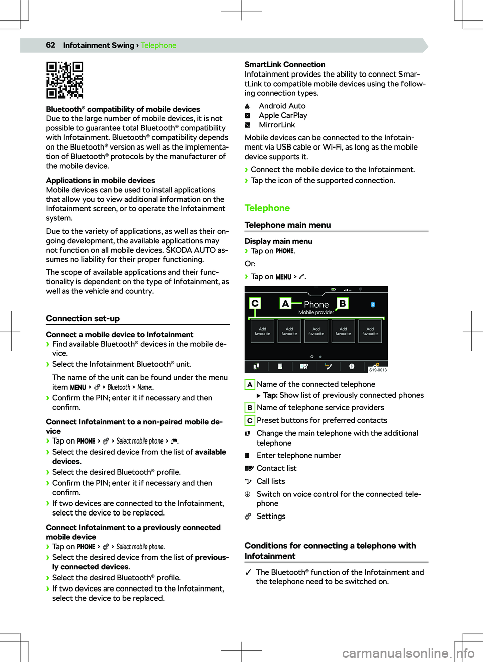 SKODA KAMIQ 2019  Owner´s Manual Bluetooth