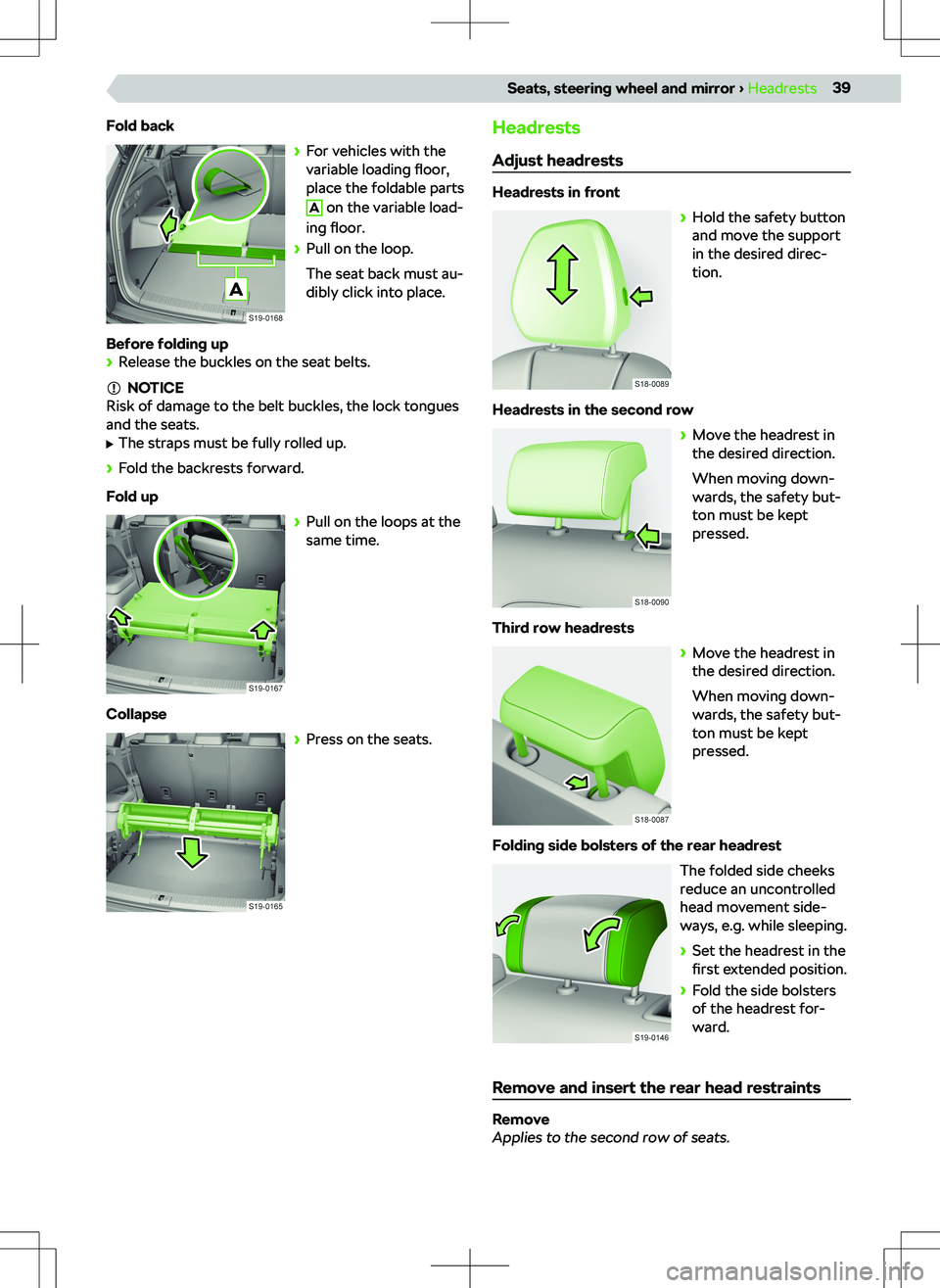 SKODA KODIAQ 2022  Owner´s Manual Fold back