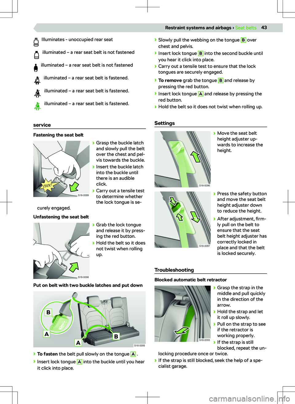 SKODA KODIAQ 2022  Owner´s Manual Illuminates - unoccupied rear seatilluminated 
