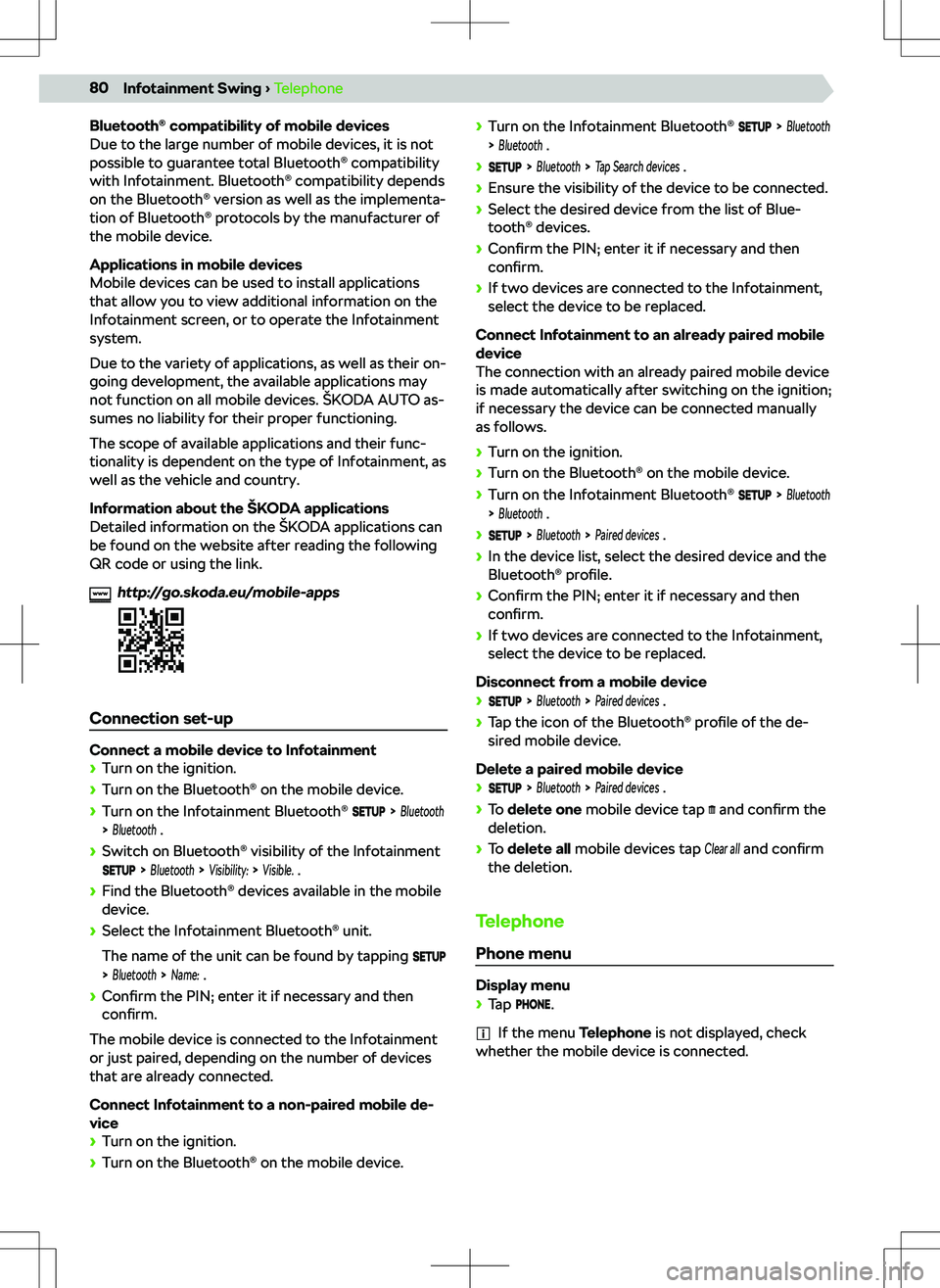SKODA KODIAQ 2020 Owner´s Manual Bluetooth SKODA KODIAQ 2020 Owner´s Manual Bluetooth
