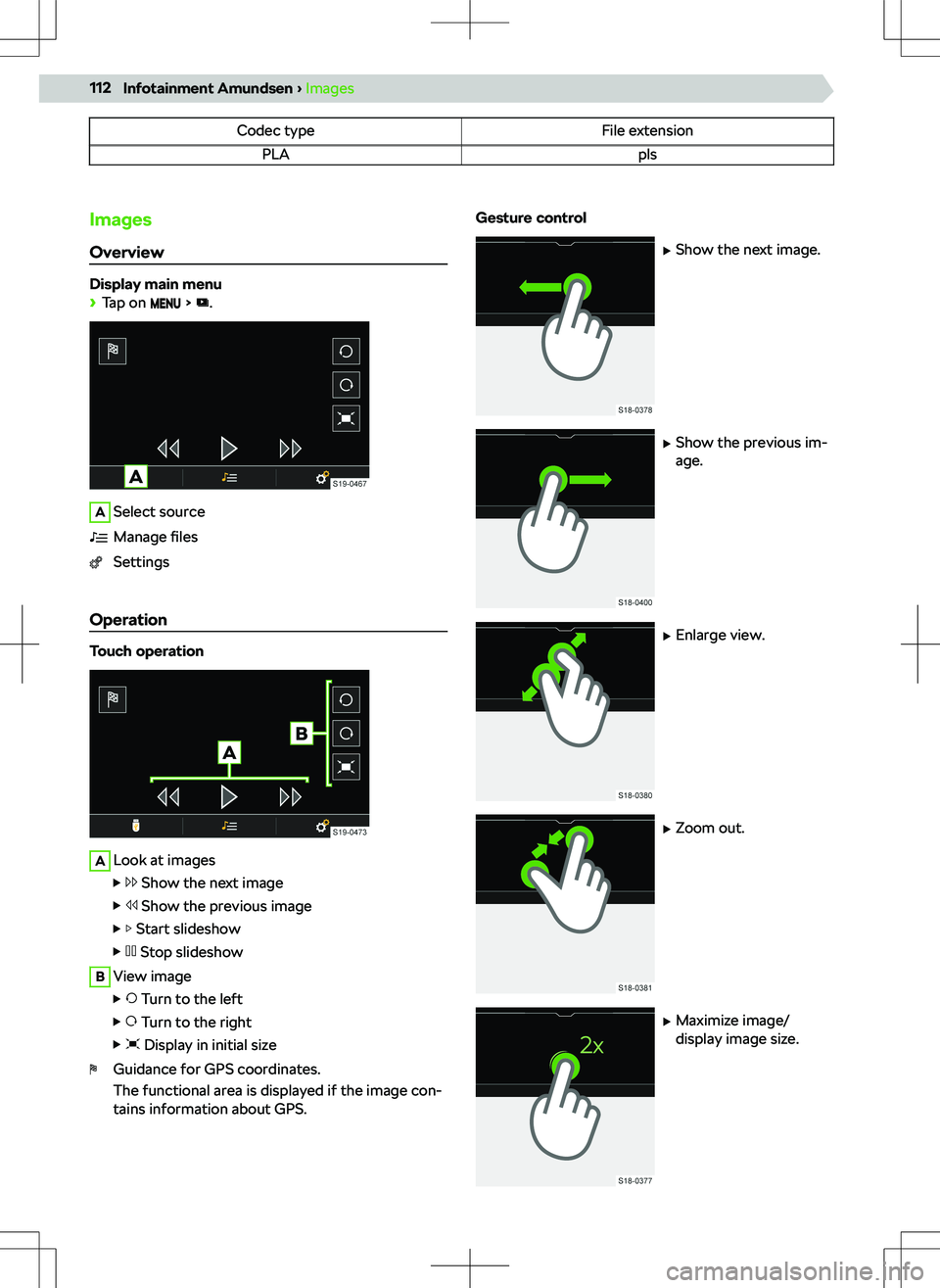 SKODA KODIAQ 2018  Owner´s Manual Codec typeFile extensionPLAplsImages
Overview
Display main menu 