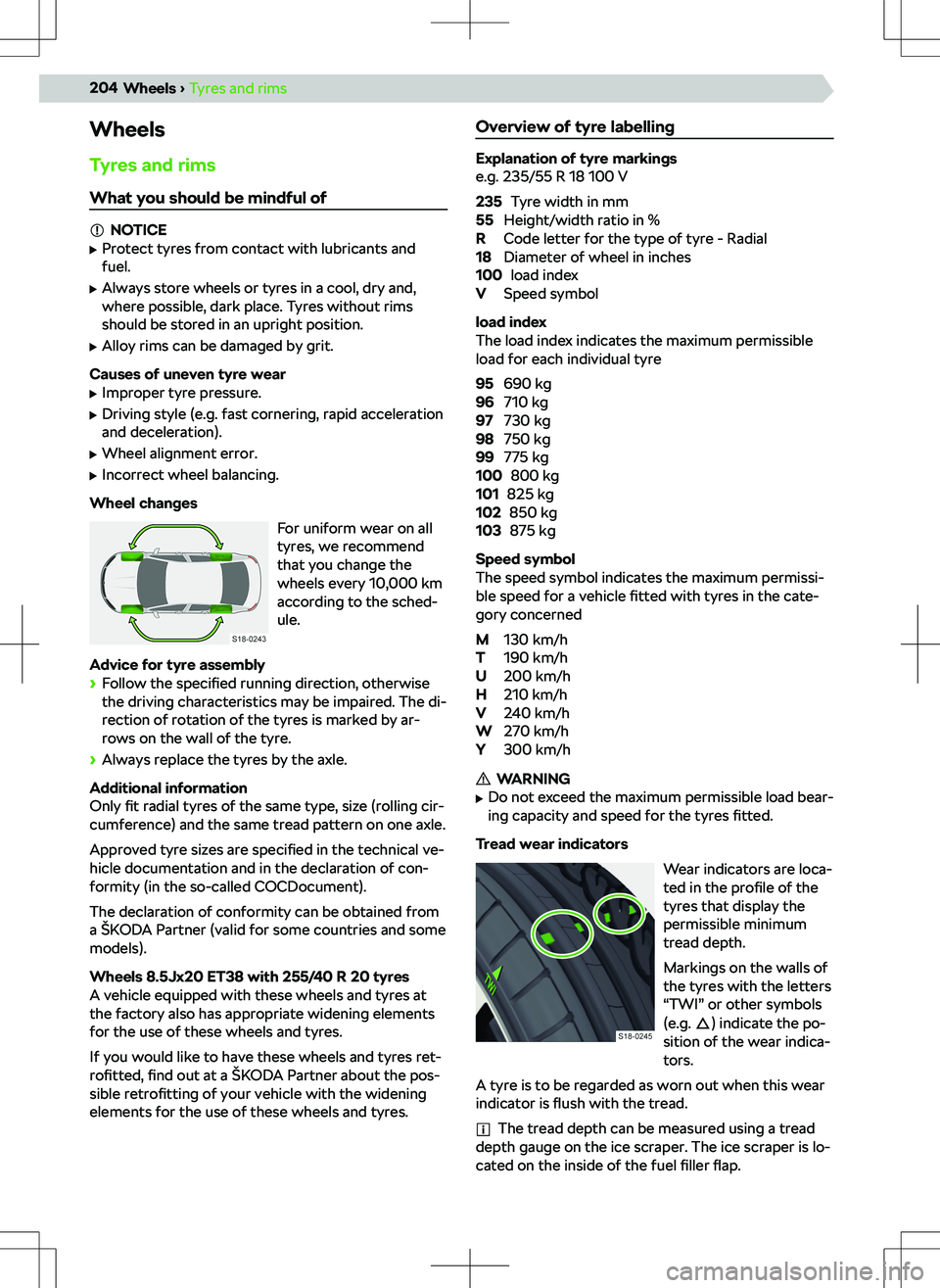 SKODA KODIAQ 2018 Owner´s Manual WheelsTyres and rims
What you should be mindful of
NOTICE
SKODA KODIAQ 2018 Owner´s Manual WheelsTyres and rims
What you should be mindful of
NOTICE