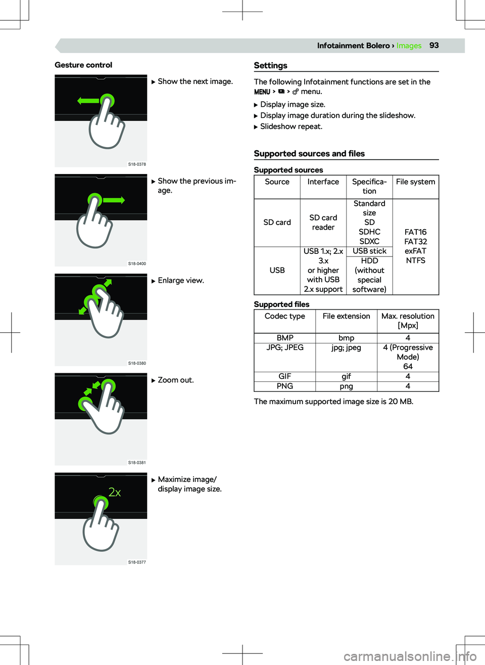 SKODA KODIAQ 2019  Owner´s Manual Gesture control