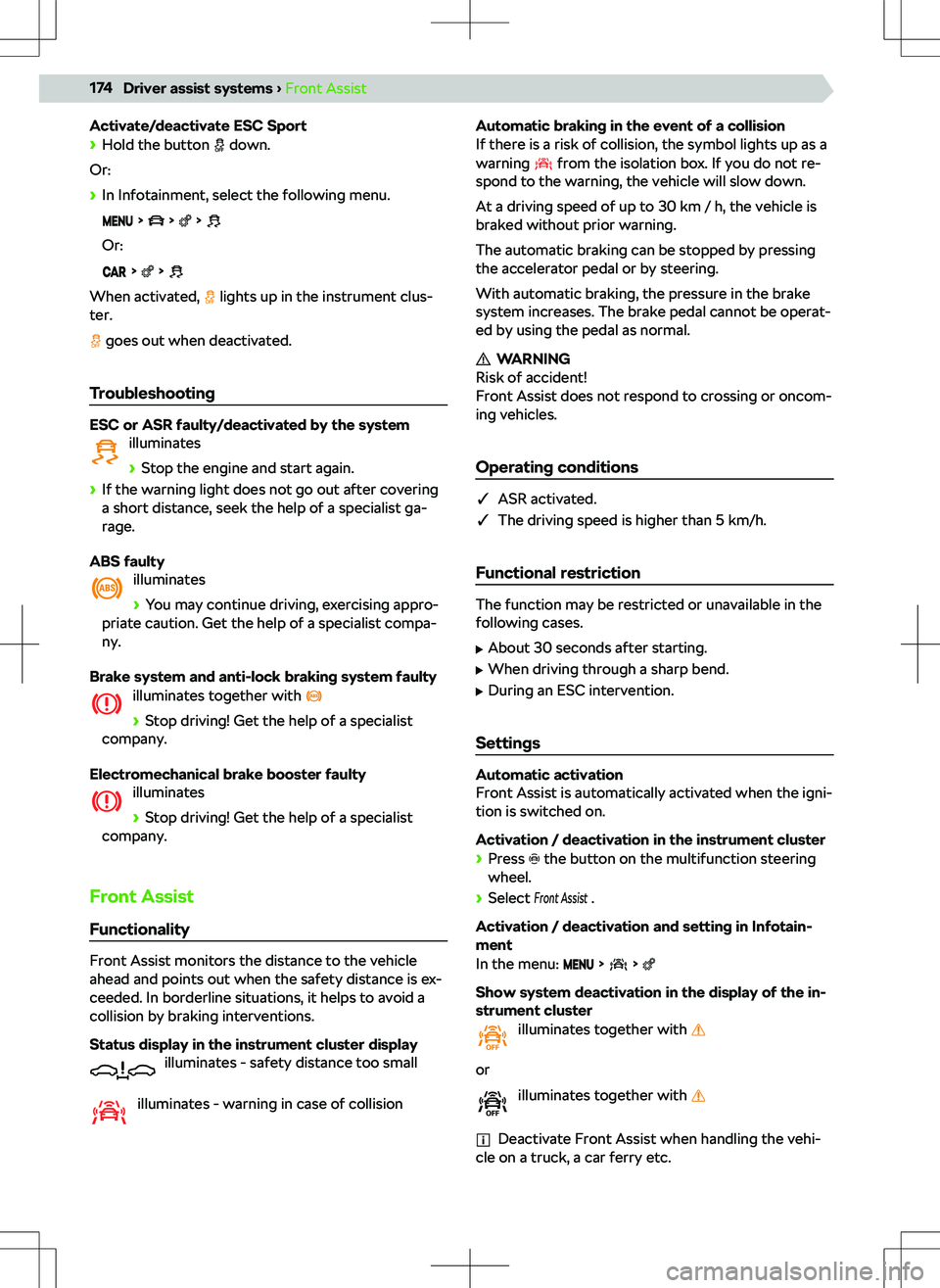 SKODA SUPERB 2021 Owner´s Manual Activate/deactivate ESC Sport SKODA SUPERB 2021 Owner´s Manual Activate/deactivate ESC Sport