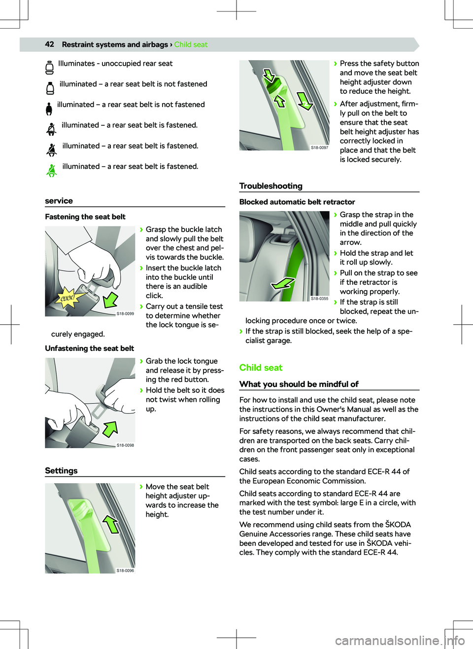 SKODA SUPERB 2022  Owner´s Manual Illuminates - unoccupied rear seatilluminated 