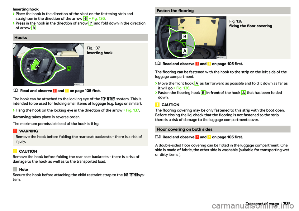 SKODA KAROQ 2020  Owner´s Manual Inserting hook