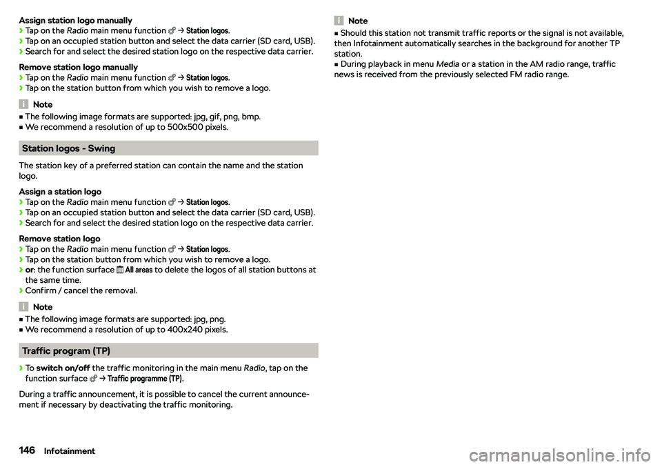 SKODA KAROQ 2020  Owner´s Manual Assign station logo manually