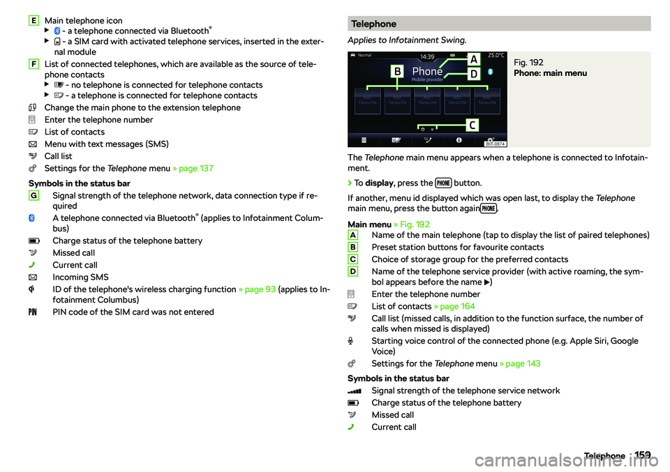 SKODA KAROQ 2020  Owner´s Manual Main telephone icon
