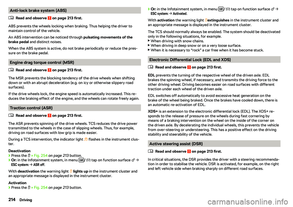SKODA KAROQ 2020  Owner´s Manual Anti-lock brake system (ABS)�