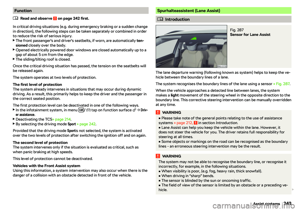 SKODA KAROQ 2022  Owner´s Manual Function�