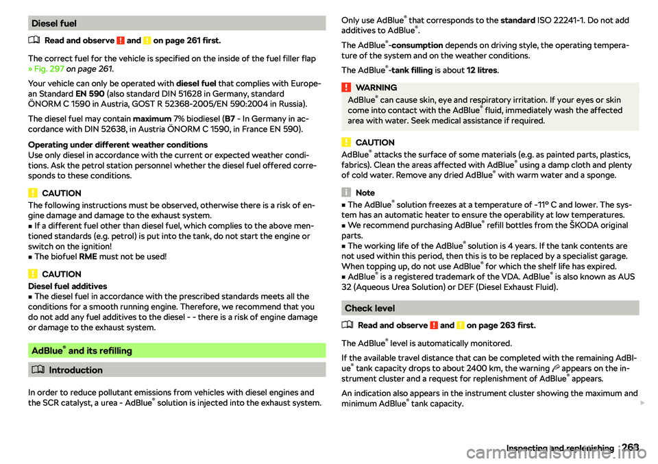 SKODA KAROQ 2020  Owner´s Manual Diesel fuel�