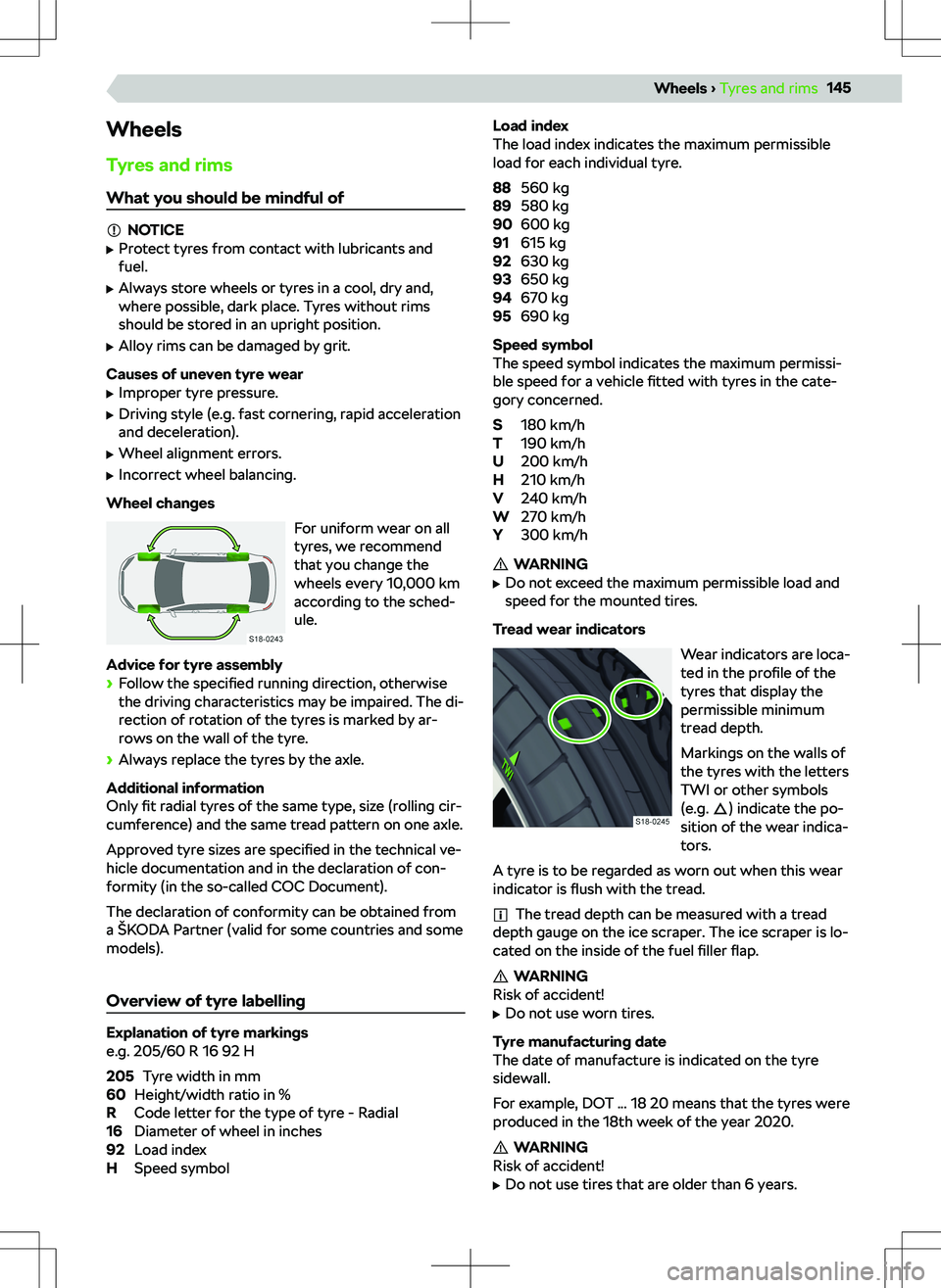 SKODA OCTAVIA 2020  Owner´s Manual WheelsTyres and rims
What you should be mindful of
NOTICE
