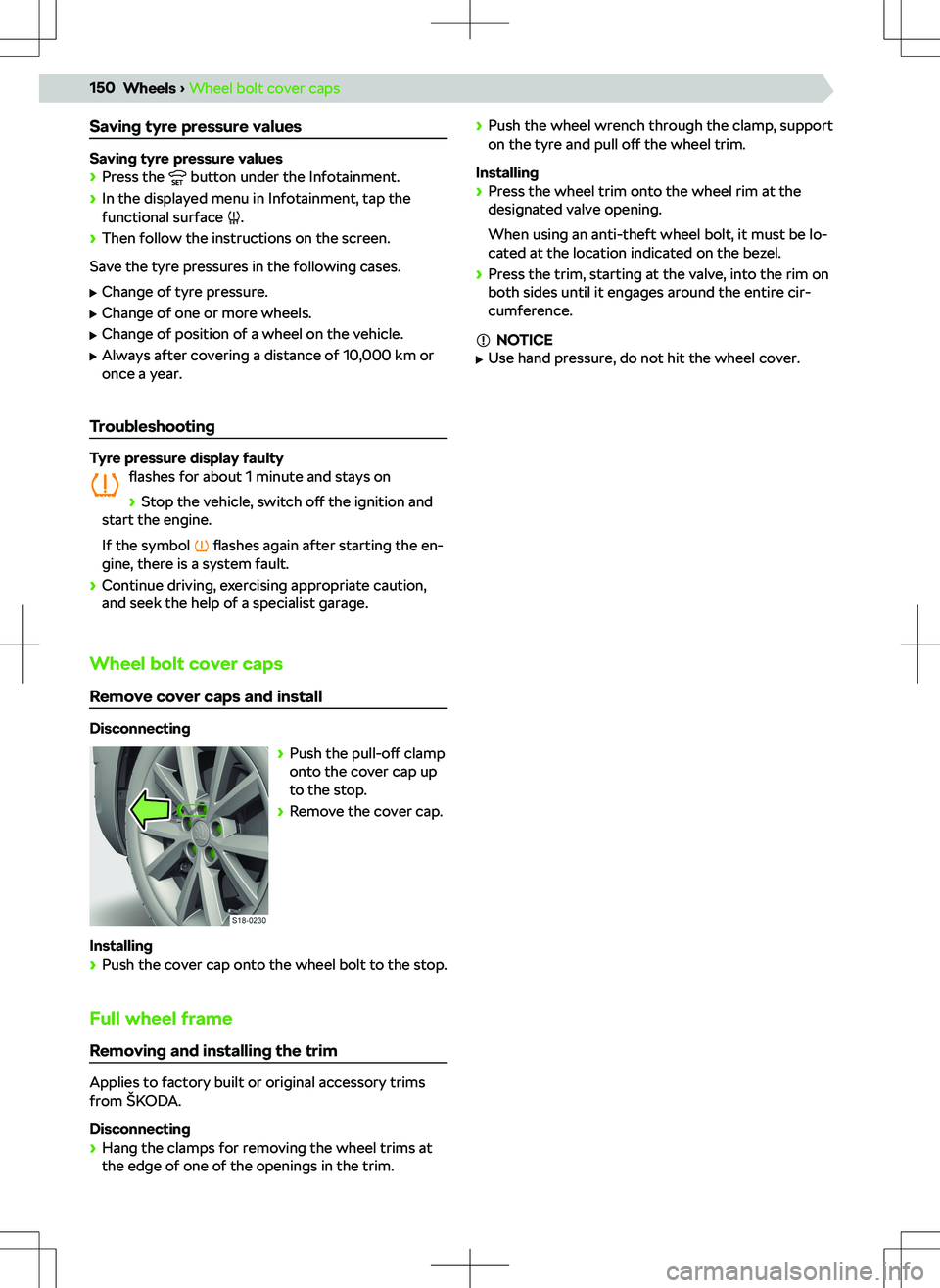SKODA OCTAVIA 2020  Owner´s Manual Saving tyre pressure values
Saving tyre pressure values