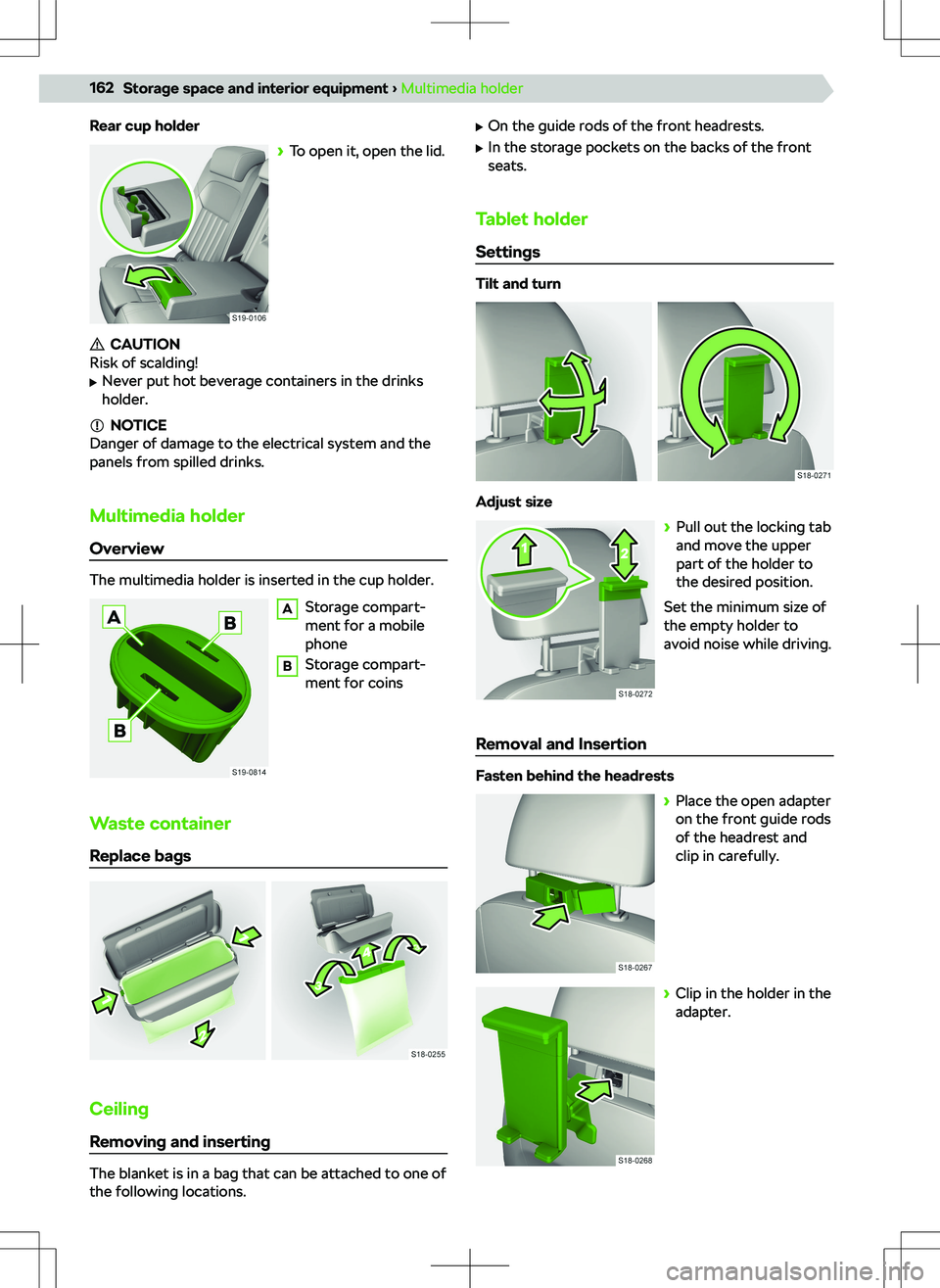 SKODA OCTAVIA 2020  Owner´s Manual Rear cup holder