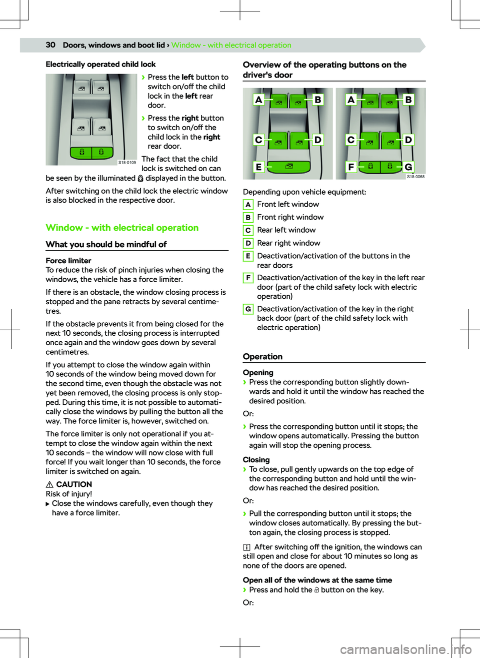 SKODA OCTAVIA 2020  Owner´s Manual Electrically operated child lock
