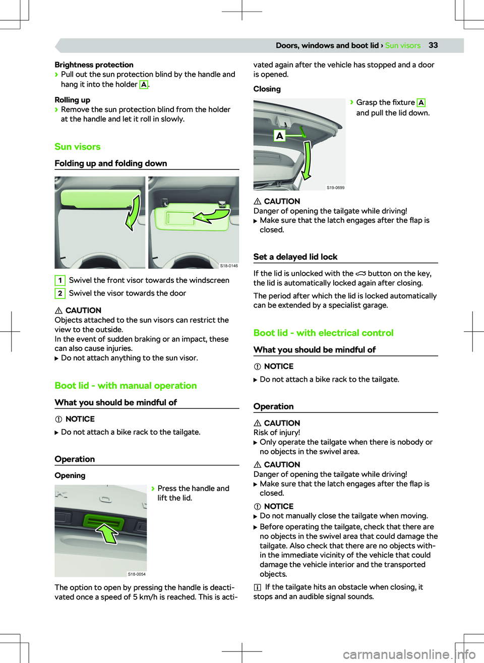 SKODA OCTAVIA 2020  Owner´s Manual Brightness protection
