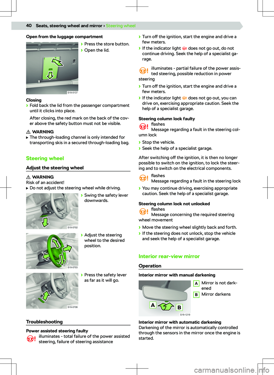 SKODA OCTAVIA 2020  Owner´s Manual Open from the luggage compartment