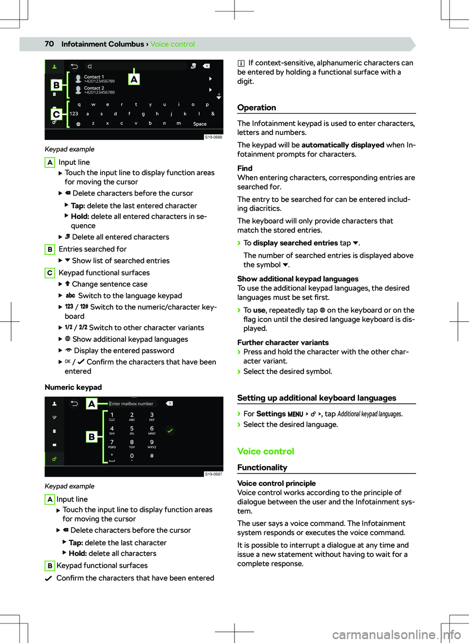 SKODA OCTAVIA 2020  Owner´s Manual Keypad example
AInput line