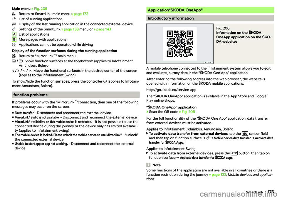 SKODA OCTAVIA 2018  Owner´s Manual Main menu 