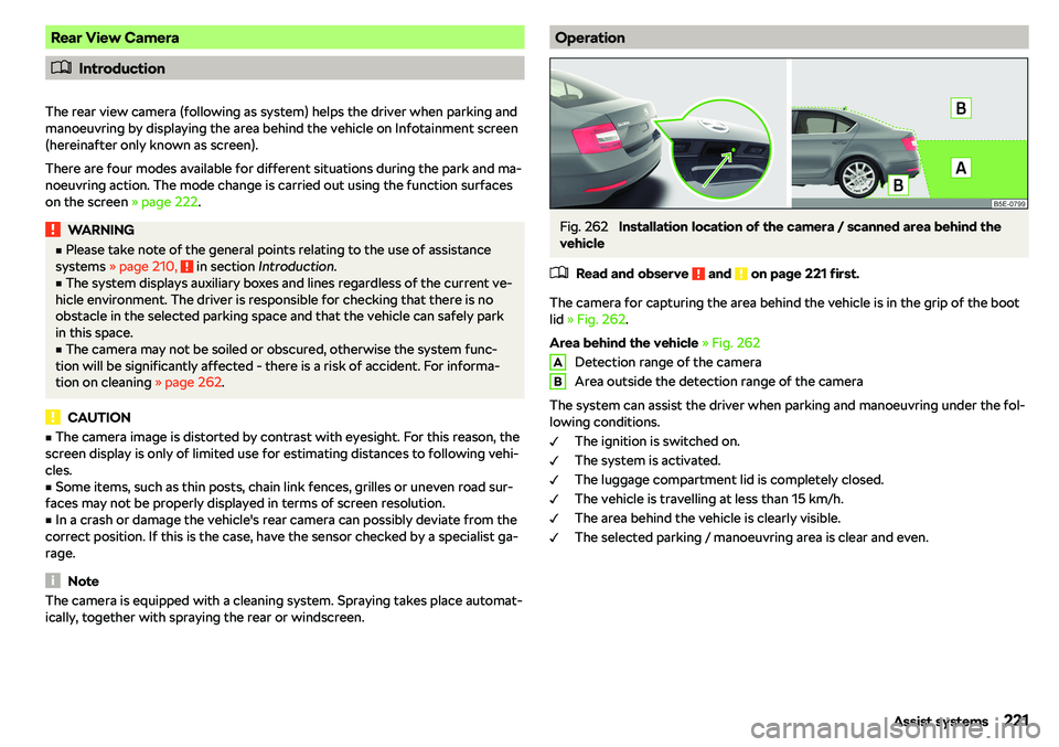 SKODA OCTAVIA 2019  Owner´s Manual Rear View Camera
�