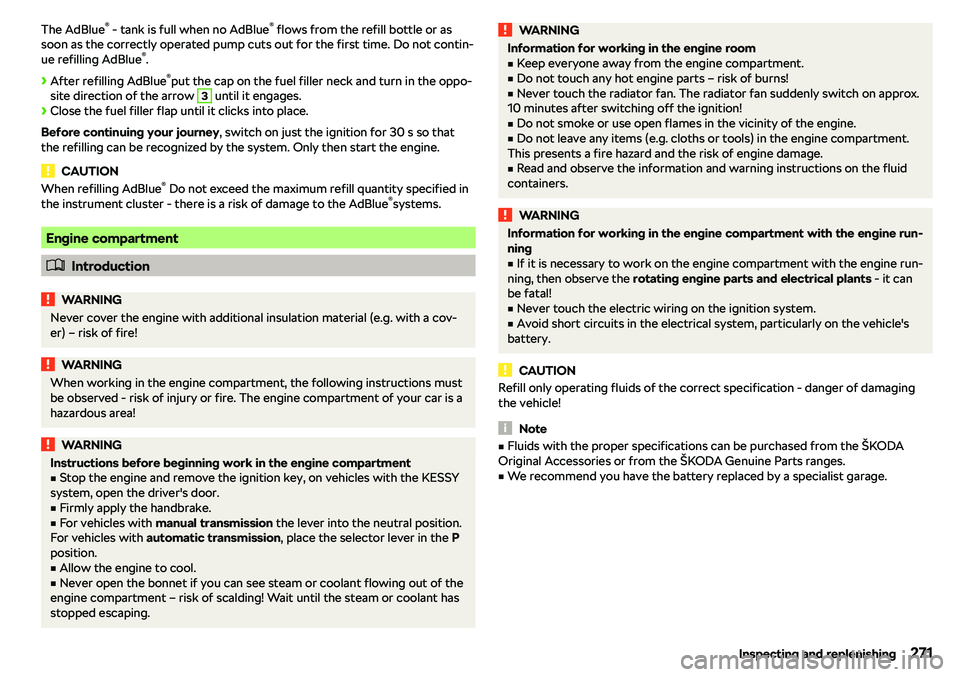SKODA OCTAVIA 2019  Owner´s Manual The AdBlue