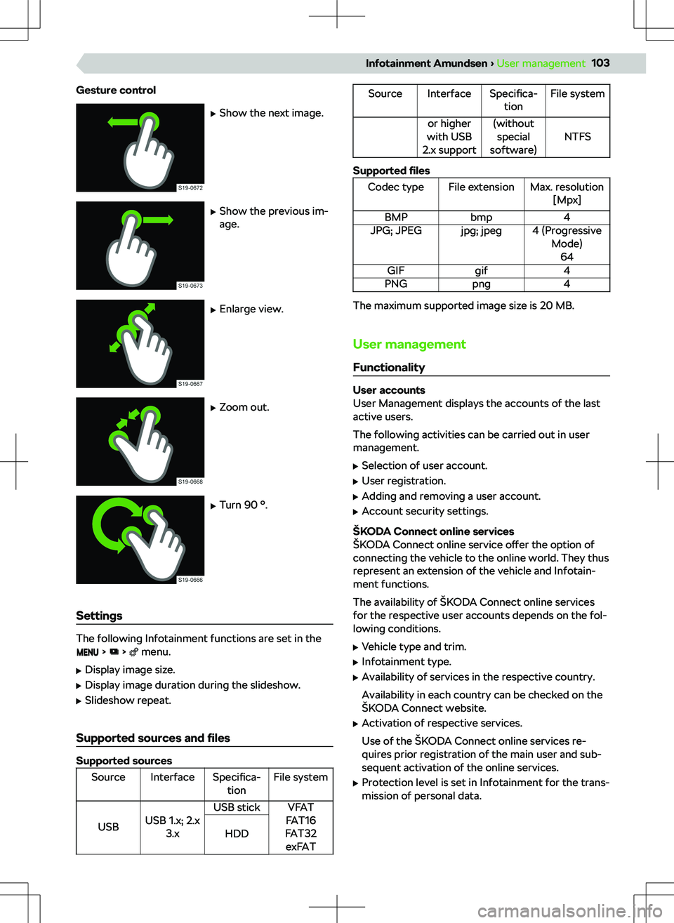 SKODA SCALA 2020 Owner´s Manual Gesture control SKODA SCALA 2020 Owner´s Manual Gesture control