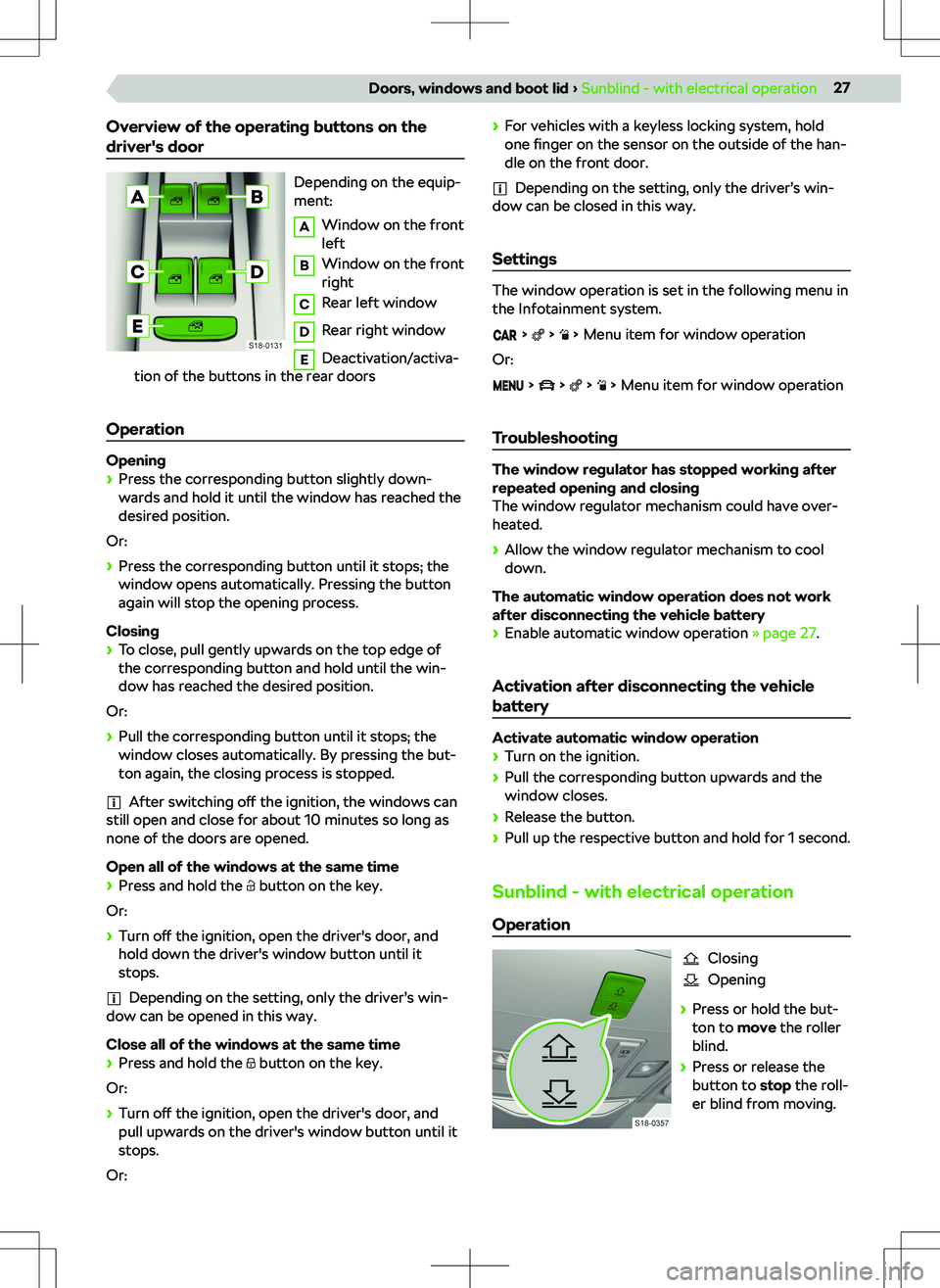 SKODA SCALA 2020  Owner´s Manual Overview of the operating buttons on the
driver