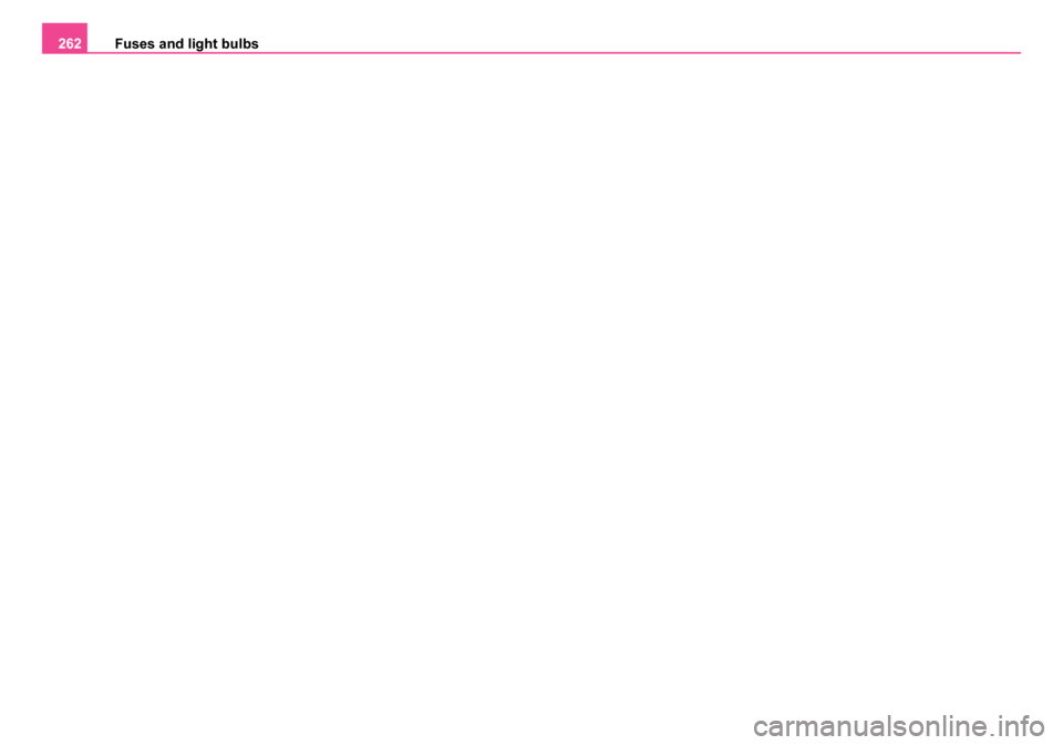 SKODA ROOMSTER 2006 1.G User Guide 
Fuses and light bulbs
262
NKO 20 A05.book  Page 262  Wednesday, June 21, 2006  1:42 PM 
