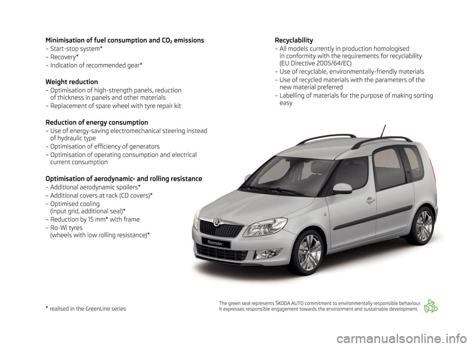 SKODA ROOMSTER 2012 1.G Owners Manual 