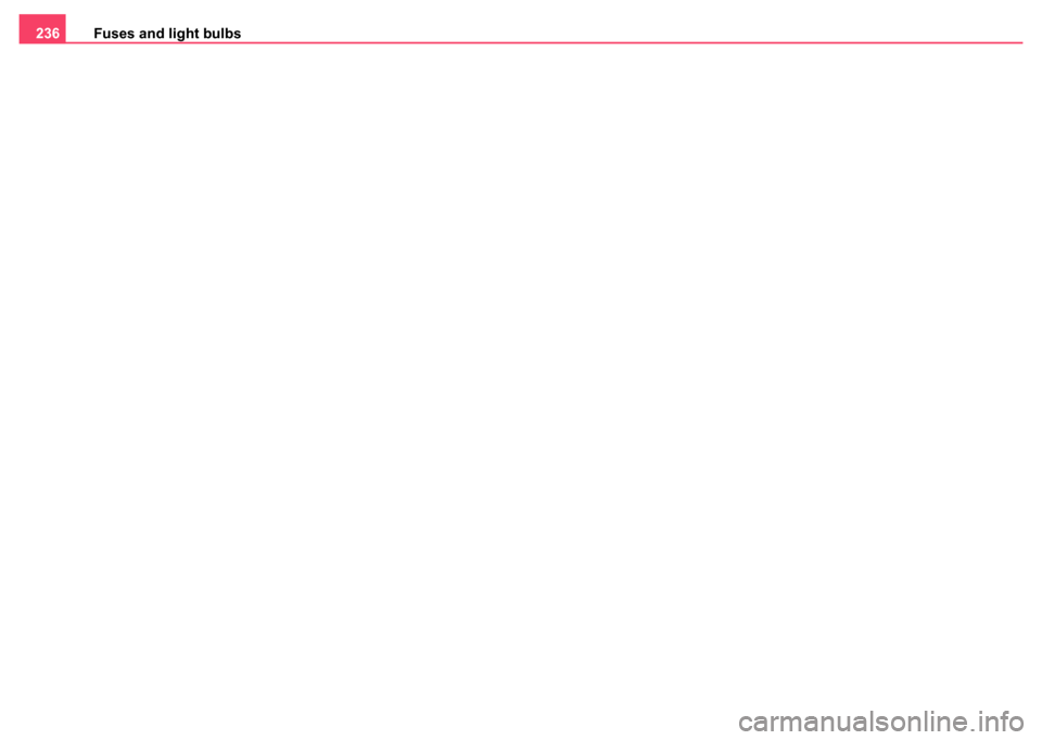 SKODA FABIA 2004 1.G / 6Y User Guide Fuses and light bulbs
236 