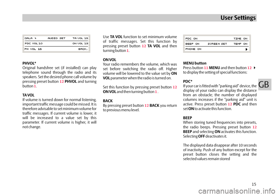 SKODA OCTAVIA 2007 1.G / (1U) Audience Car Radio Manual SKODA OCTAVIA 2007 1.G / (1U) Audience Car Radio Manual, Page 17