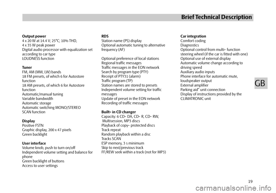 SKODA OCTAVIA 2007 1.G / (1U) Audience Car Radio Manual SKODA OCTAVIA 2007 1.G / (1U) Audience Car Radio Manual, Page 21