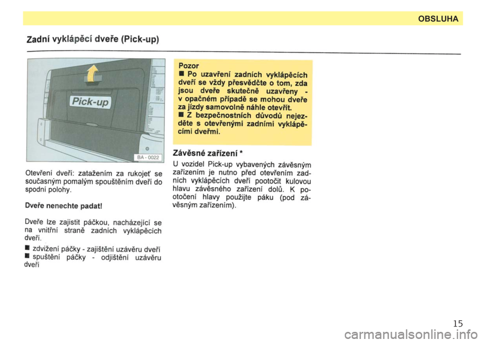 SKODA FORMAN 1994 785 Users Manual 
15
OBSLUHA 