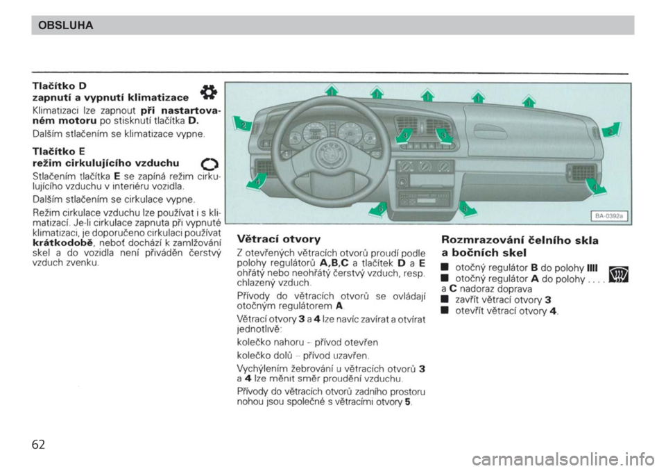 SKODA FELICIA 2000 1.G / (6U1) Repair Manual 62OBSLUHA SKODA FELICIA 2000 1.G / (6U1) Repair Manual 62OBSLUHA