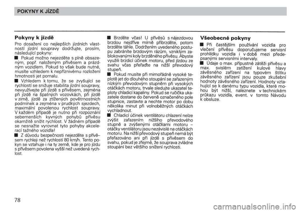 SKODA FELICIA 2000 1.G / (6U1) Manual PDF 78POKYNY K JÍZDĚ 