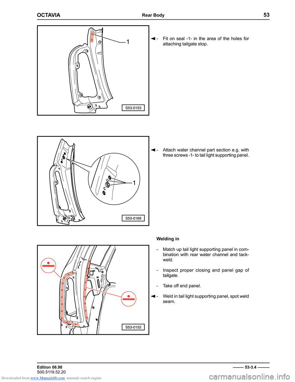 SKODA OCTAVIA 1997 1.G / (1U) Body Repairs Workshop Manual Downloaded from www.Manualslib.com manuals search engine ������������������
������������� 
����������������������������������
� �������������
�� ���� ��� ����� ���� ��� ���� ����� ��� ���� ������ ���
