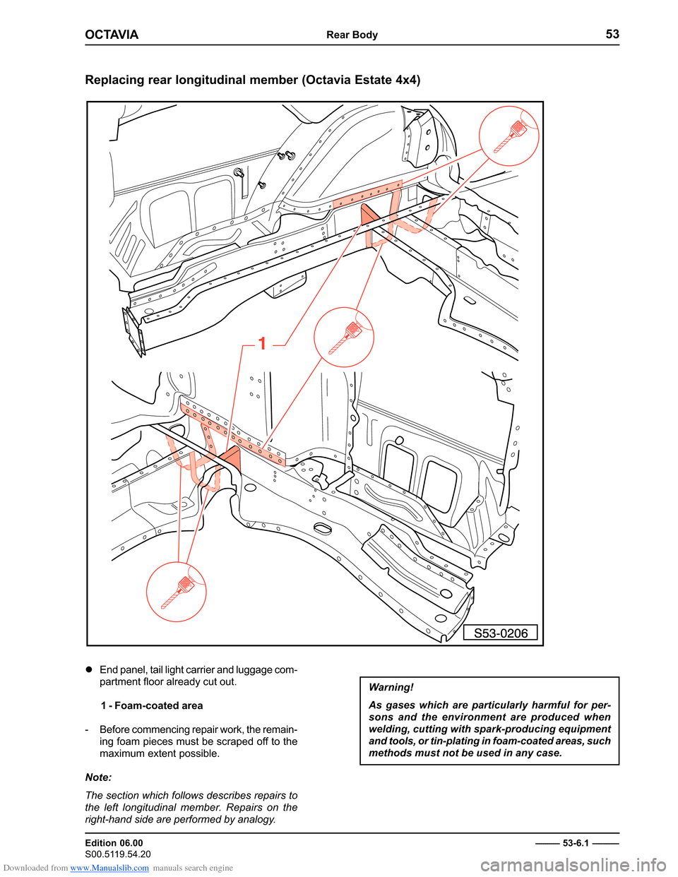 SKODA OCTAVIA 1997 1.G / (1U) Body Repairs Workshop Manual Downloaded from www.Manualslib.com manuals search engine ������������������
������������� 
��������������
���������������������������������������������������
����
�������������������������������������