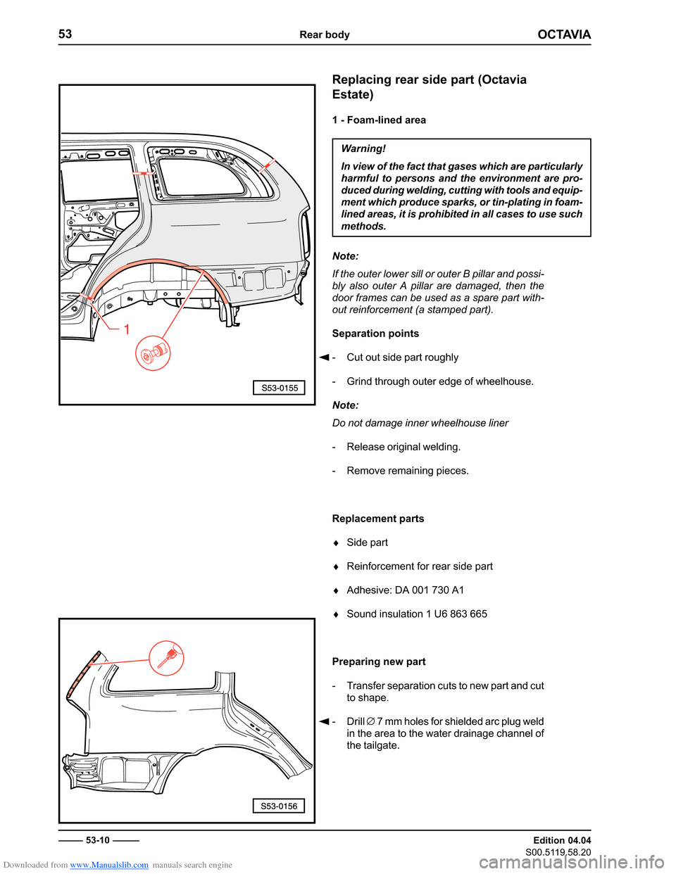 SKODA OCTAVIA 1997 1.G / (1U) Body Repairs Workshop Manual Downloaded from www.Manualslib.com manuals search engine �������
�����������
�������������
��������������
��������������������������������� 
�������
�������������������
�������� 
���������������������