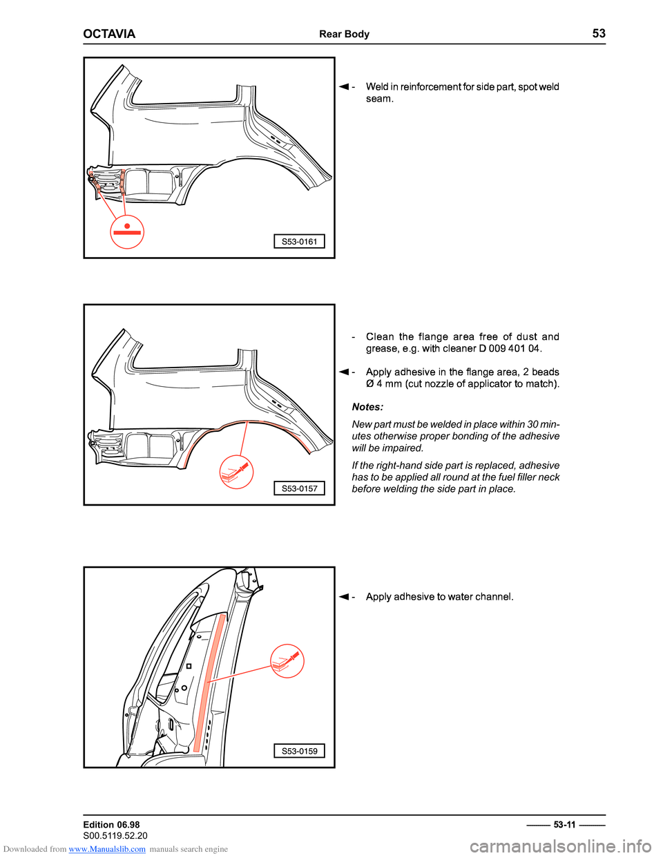 SKODA OCTAVIA 1997 1.G / (1U) Body Repairs Workshop Manual Downloaded from www.Manualslib.com manuals search engine ������������������
������������� 
�����������������������������
 
� �������������
� �
 	


	



   	



 



 
