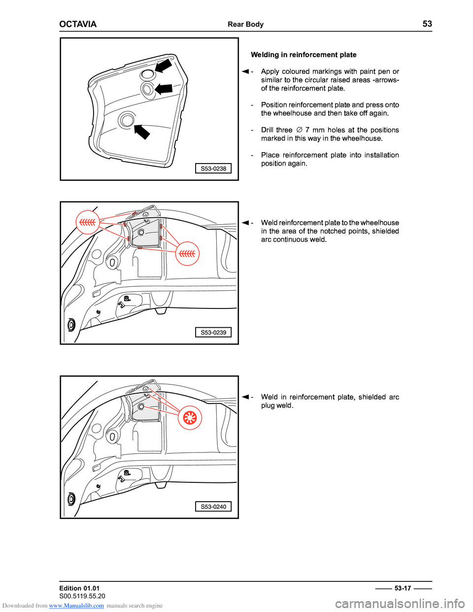 SKODA OCTAVIA 1997 1.G / (1U) Body Repairs Workshop Manual Downloaded from www.Manualslib.com manuals search engine ������������������
������������� 
��������������
� 




	

  
 


�
�





 
 
 
!
" 

! 
