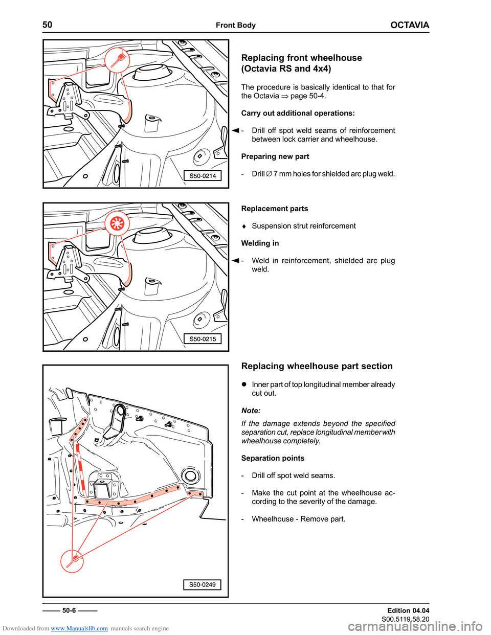 SKODA OCTAVIA 1997 1.G / (1U) Body Repairs Repair Manual Downloaded from www.Manualslib.com manuals search engine �������
������������
�������������
��������������
�������������������������� 
��������������������
���� ���������� ��� ���������� ���������� ��
