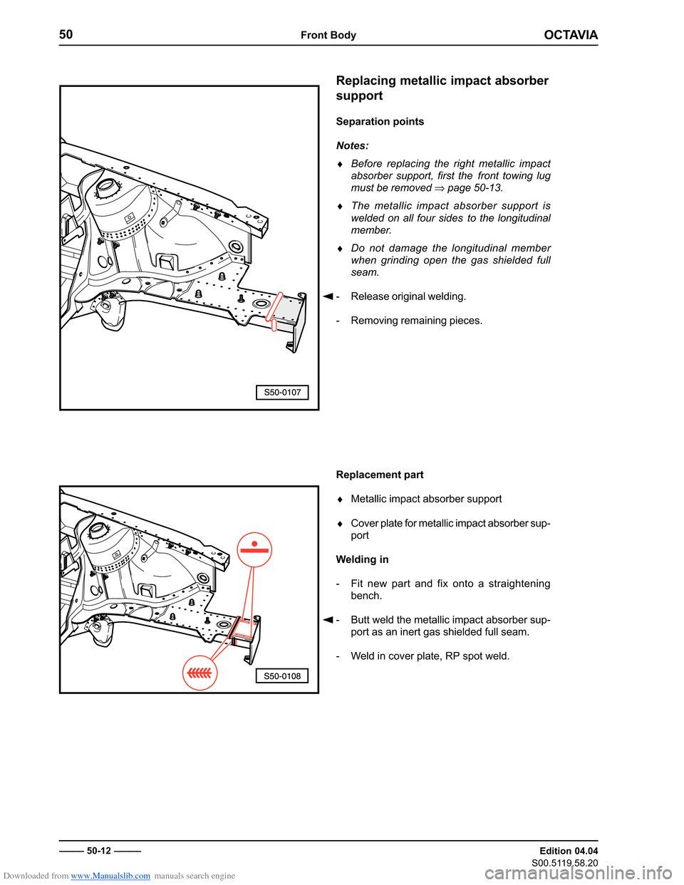 SKODA OCTAVIA 1997 1.G / (1U) Body Repairs Manual PDF Downloaded from www.Manualslib.com manuals search engine �������
������������
�������������
��������������
���������������������������������� 
�������
����������������� 
������
� ������� ���������� ��